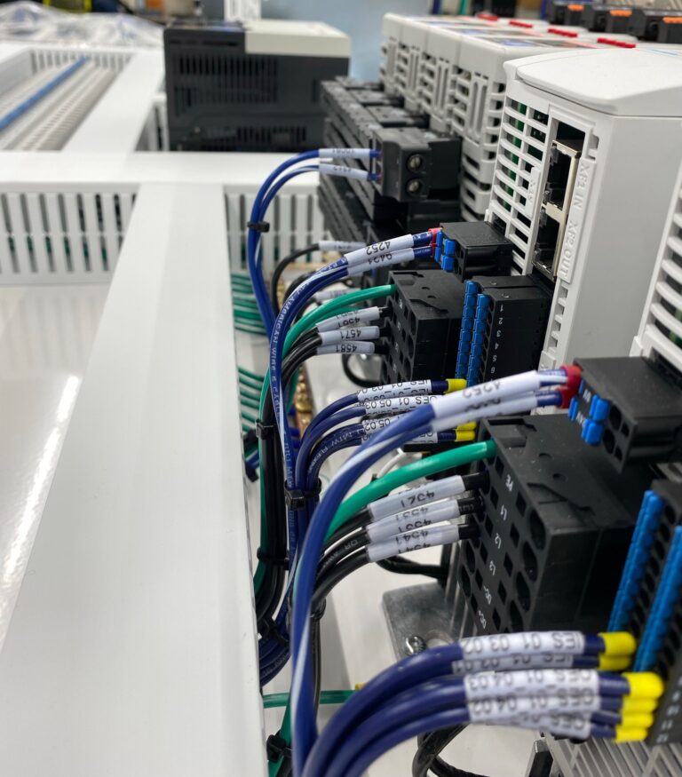 Wire labeling shown, all facing the same direction, clear and concise, and spaced evenly from connector.